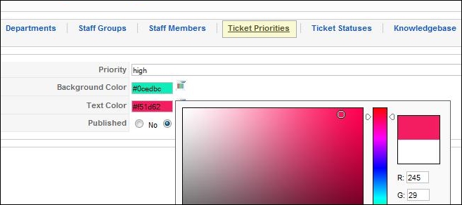 color tickets based on their priority level